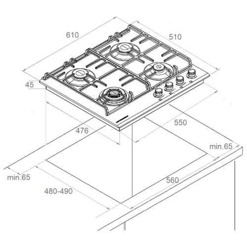 Варочная панель газовая Kuppersberg FS 601 C Bronze