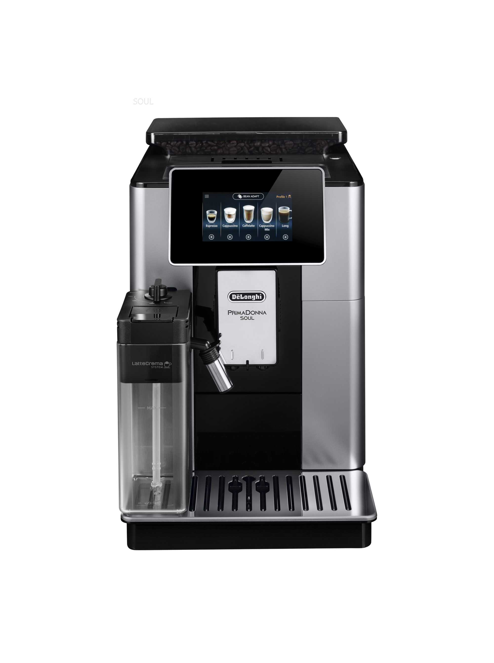 Кофемашина автоматическая DeLonghi PrimaDonna Soul ECAM610.55.SB, металлик/черный