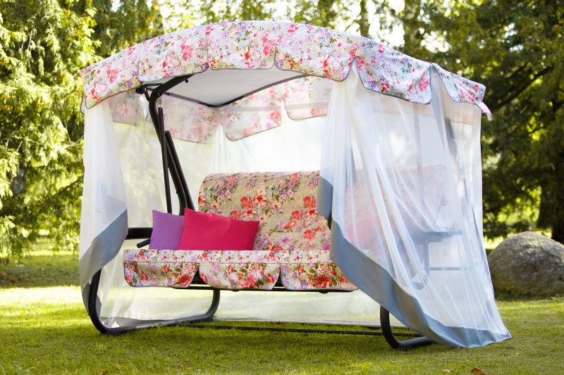 Качели садовые 3-местные с москитной сеткой Olsa Турин Премиум Flower с1202