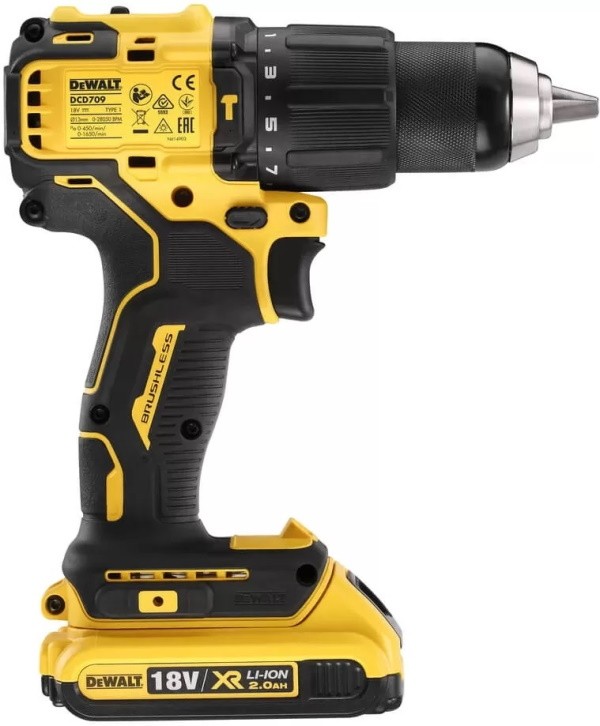 Дрель-шуруповерт аккумуляторная ударная DeWALT DCD709P2T (кейс, с 2 АКБ и ЗУ)