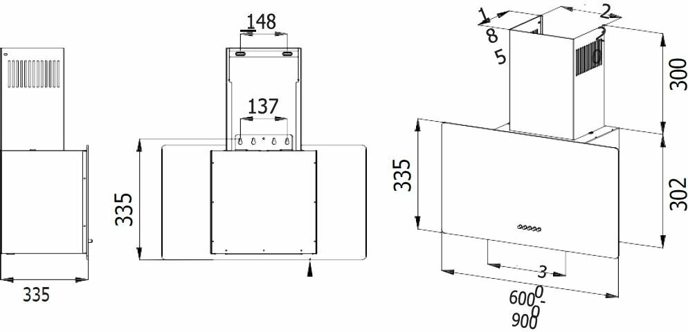 Наклонная вытяжка Evelux FLEX 60 BG