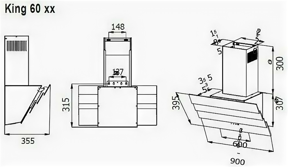 Наклонная вытяжка Evelux KING 60 BG