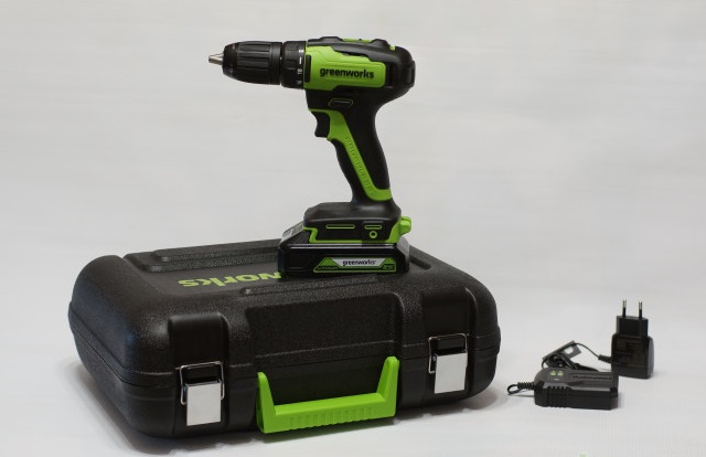 Дрель-шуруповерт аккумуляторный GreenWorks GD24DD35K2 (арт.3704007UA) (1хАКБ 2 Ач, ЗУ, кейс)