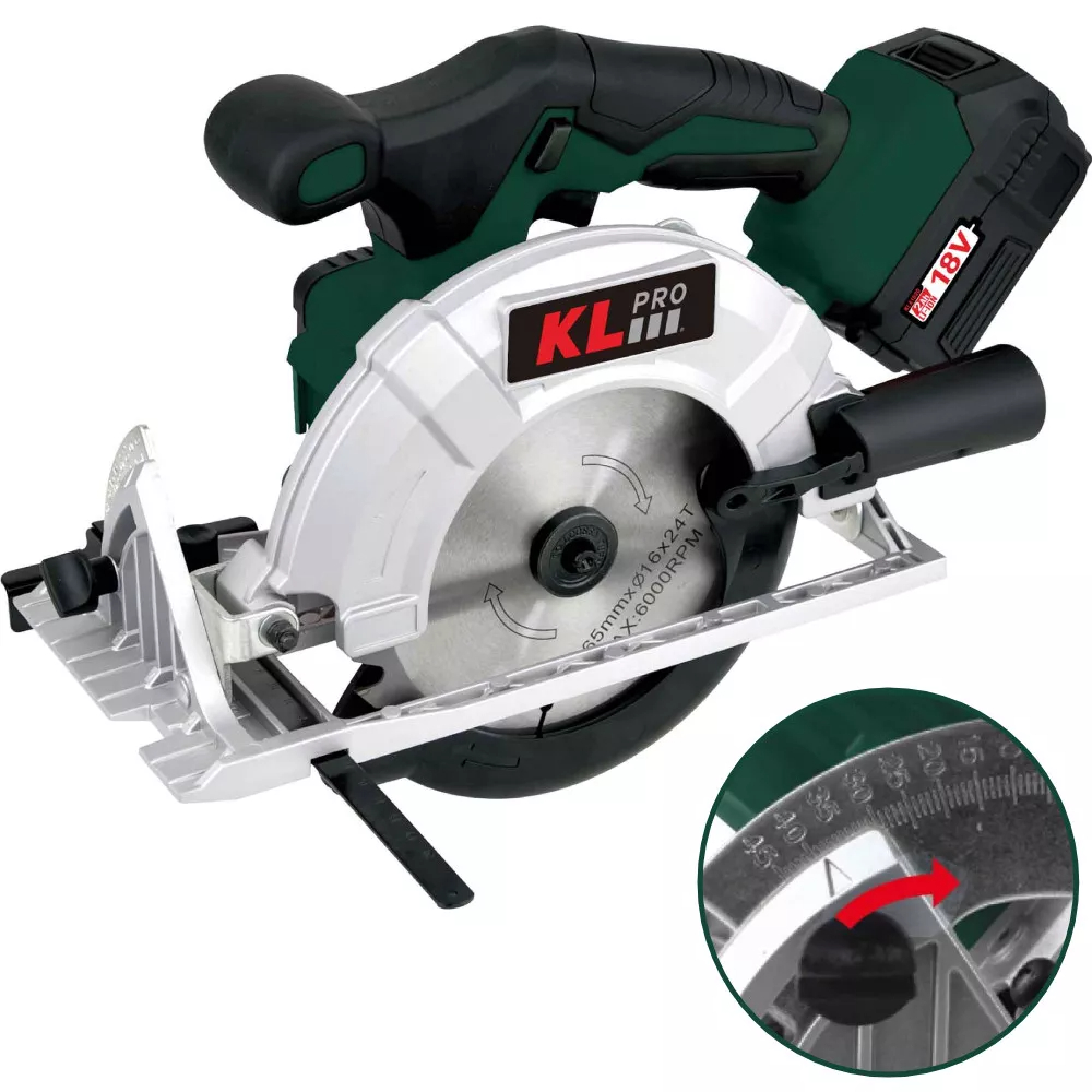 Пила циркулярная (дисковая) аккумуляторная KLPRO KLDAT18B-20 (с 2 АКБ и ЗУ)