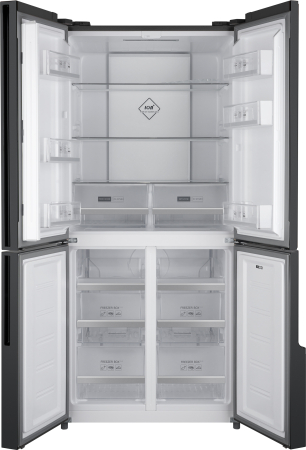 Холодильник Side-by-Side Weissgauff WCD 450 Inox Glass NoFrost Inverter, нержавеющая сталь