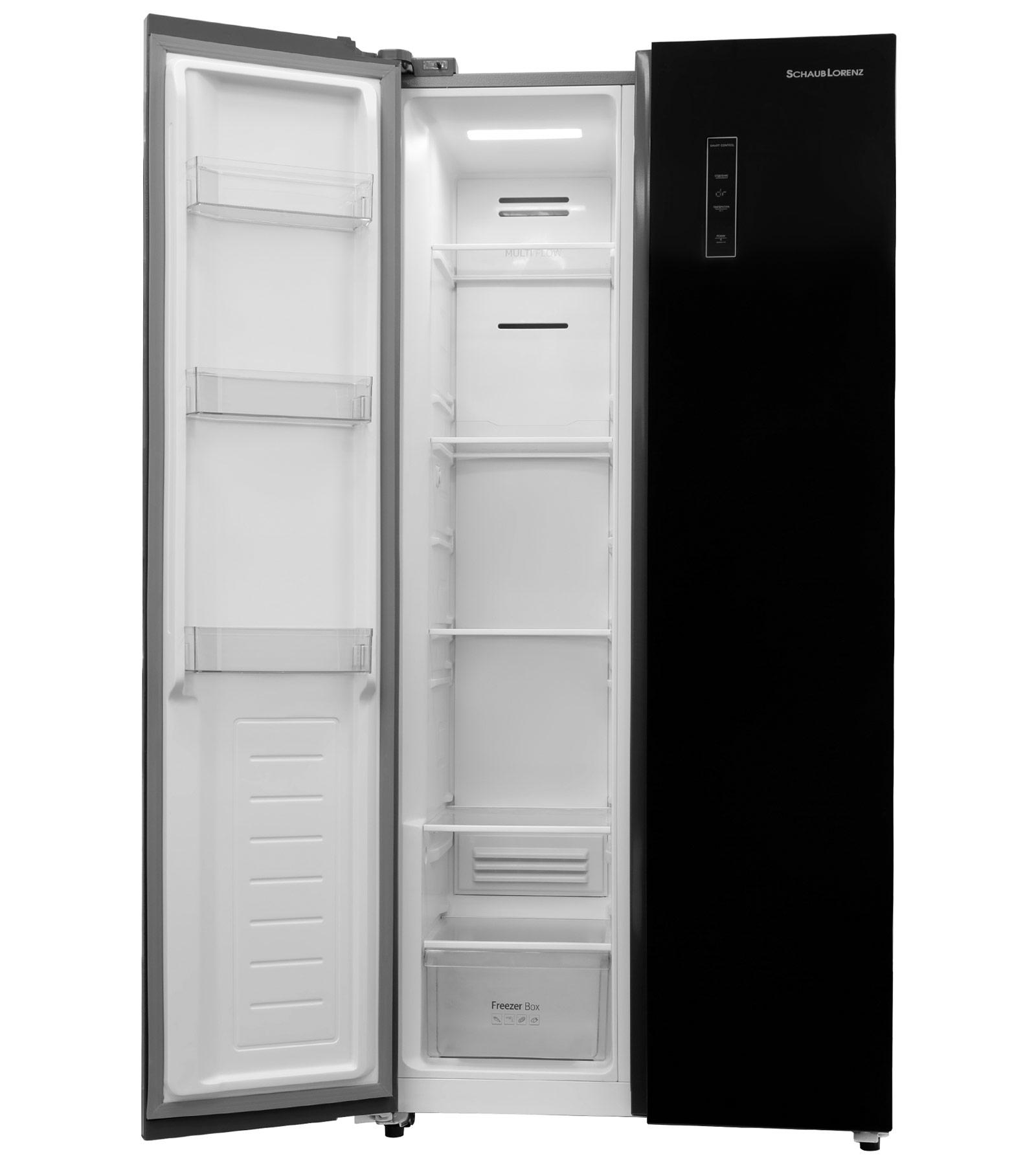 Холодильник Side-by-Side Schaub Lorenz SLU S473GY4EI, черное стекло