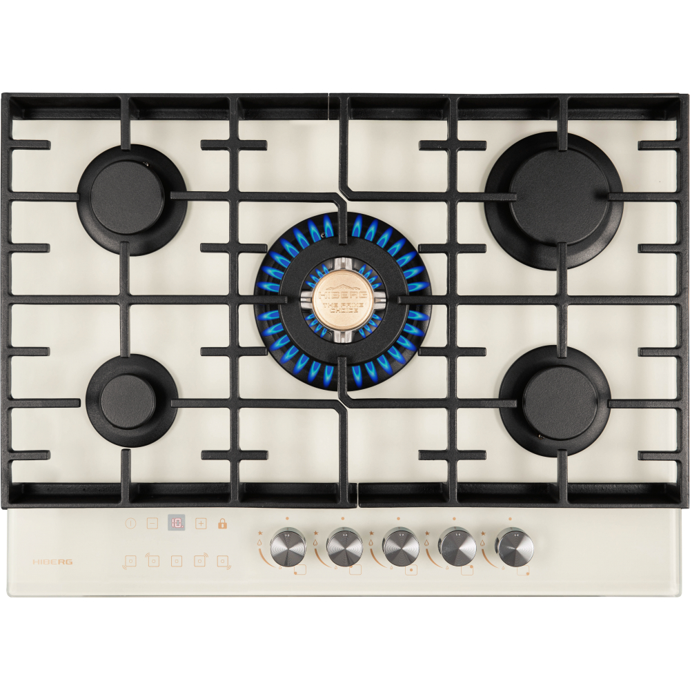 Варочная панель газовая HIBERG VM 7155 Y, бежевое стекло