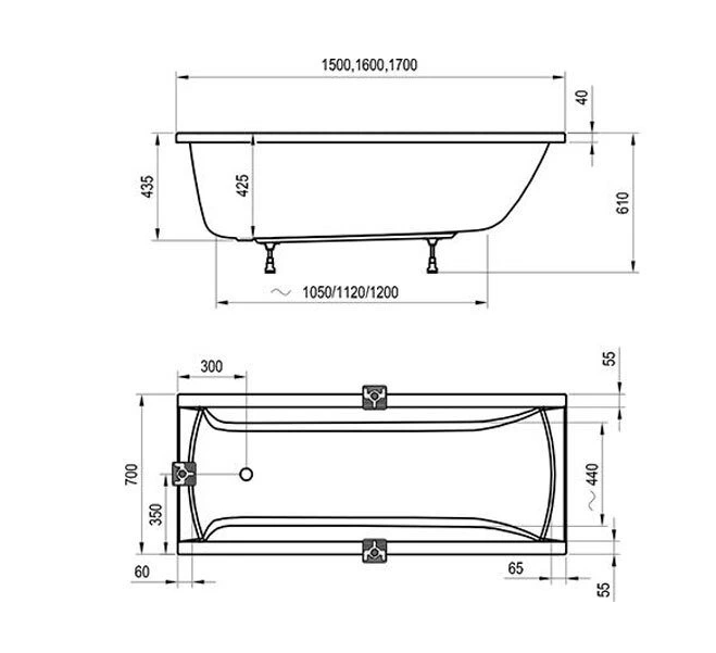 Ванна акриловая Ravak Classic C521000000 150x70 см (без опоры), белый
