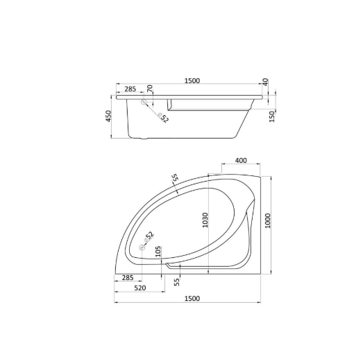Ванна акриловая угловая Santek Гоа 1WH112033 L 150x100 см левая (без опоры), белый