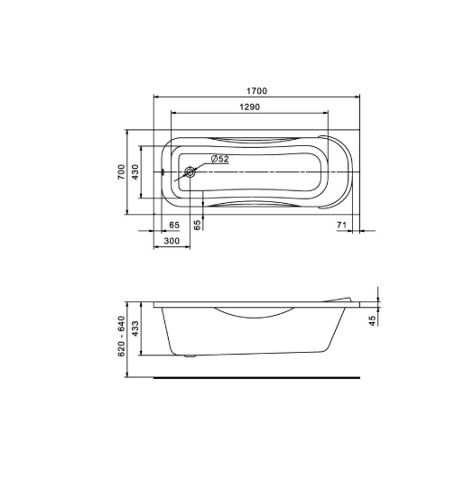 Ванна акриловая Santek Тенерифе 1WH302207 170x70 см (без опоры), белый
