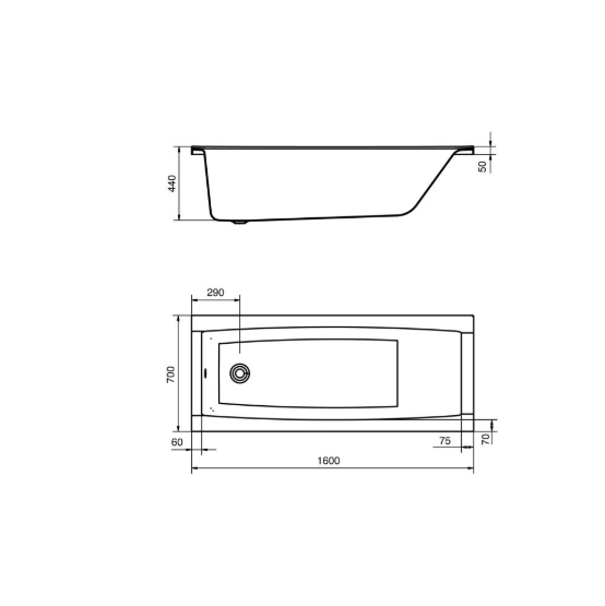 Ванна акриловая Santek Санторини 1WH302494 160x70 см (без опоры), белый