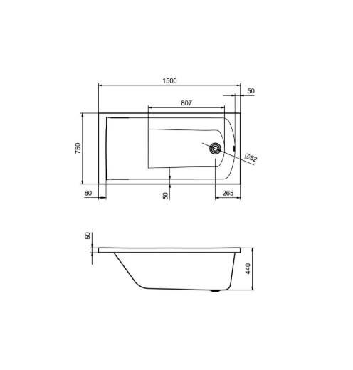 Ванна акриловая Santek Фиджи 1WH501598 150x75 см (без опоры), белый