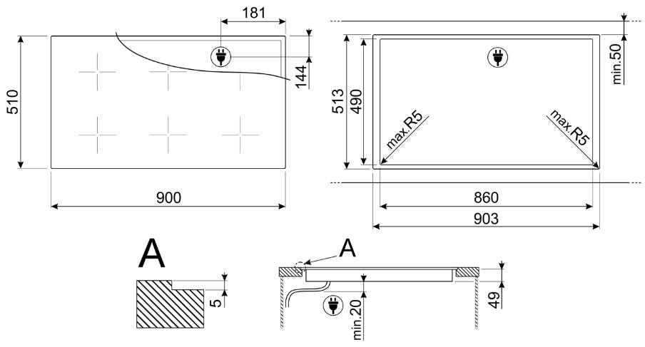 Варочная панель индукционная Smeg SIM1964DG, серый