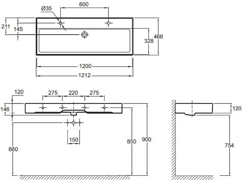 Раковина Jacob Delafon Vivienne EXBK112-00 120 см, белый