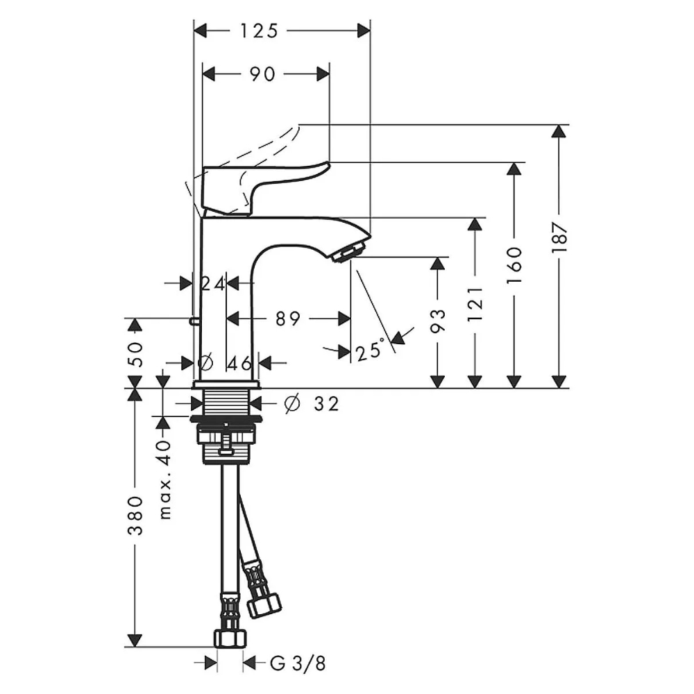 Смеситель для раковины Hansgrohe Metris 31088000 (с донным клапаном), хром