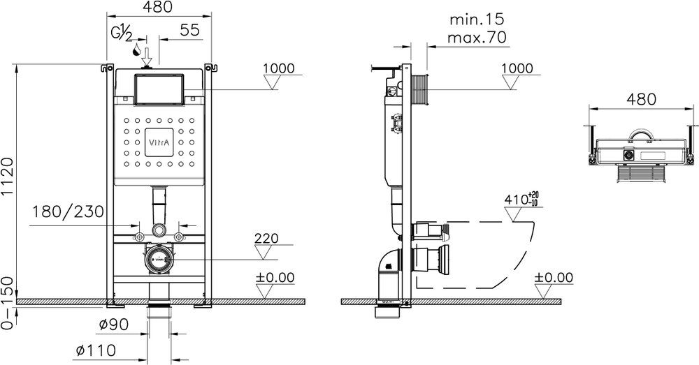 Система инсталляции для унитазов VitrA V-Fix Core 732-5800-01