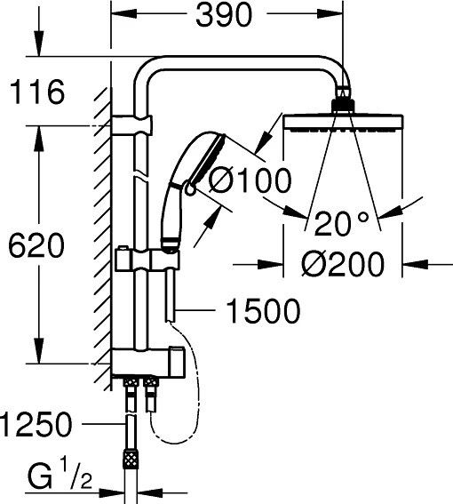 Душевая стойка Grohe New Tempesta Rustic 27399002 (без смесителя), хром