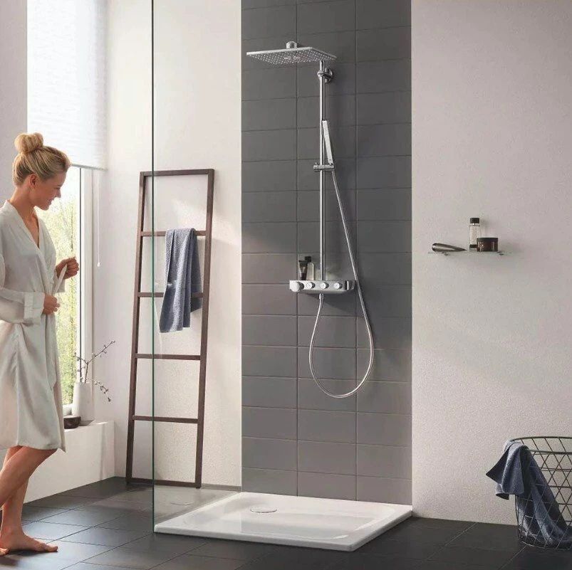 Душевая стойка Grohe Euphoria SmartControl 310 Duo Cube 26508LS0 (с термостатом), хром/белый