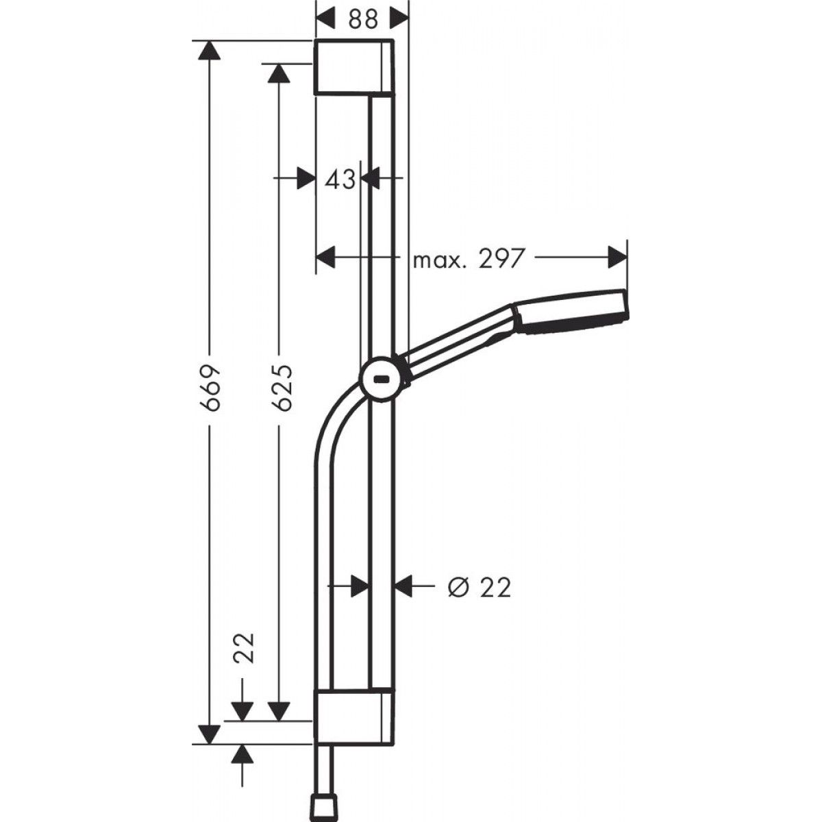 Душевая стойка Hansgrohe Pulsify Relaxation 105 3jet 24160670, черный матовый
