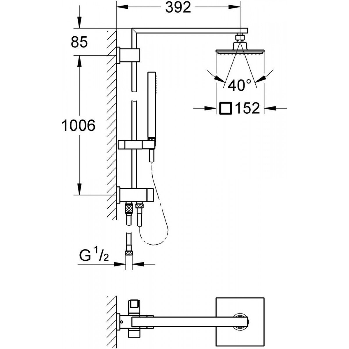 Душевая стойка Grohe Euphoria Cube System 150 27696000, хром