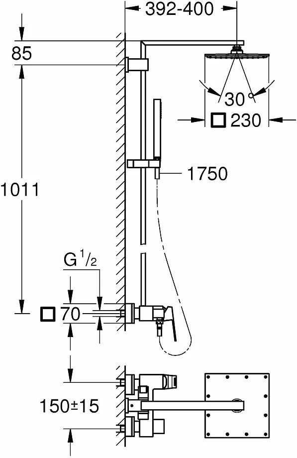 Душевая стойка Grohe Euphoria Cube 23147001, хром