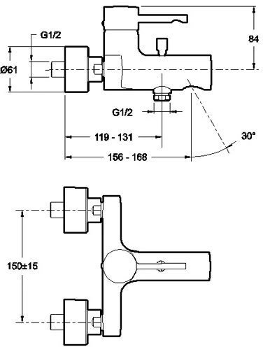 Смеситель для ванны с душем Jacob Delafon Cuff E45532-CP