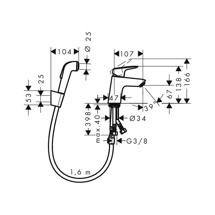 Смеситель для раковины Hansgrohe Logis 71290000 (с гигиеническим душем)