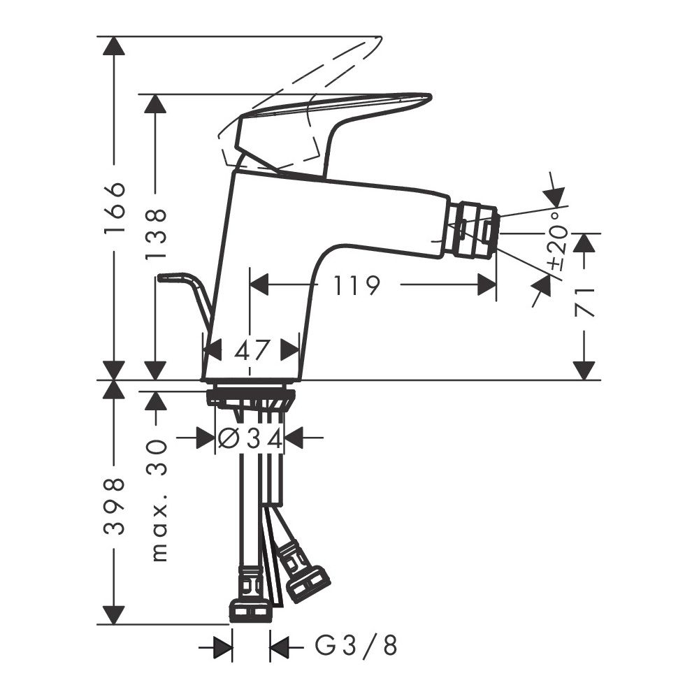 Смеситель для биде Hansgrohe Logis 71204000 (с донным клапаном)