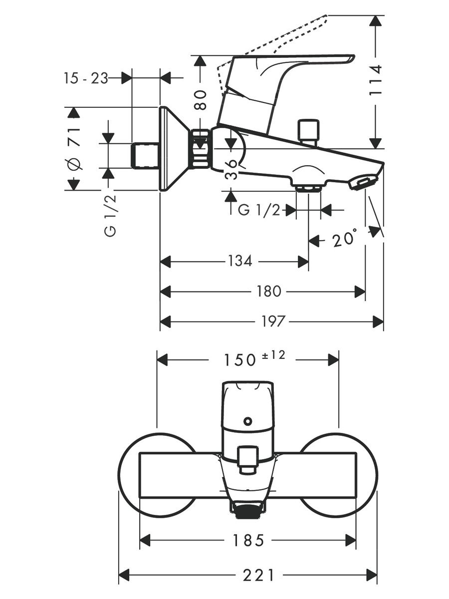 Смеситель для ванны с душем Hansgrohe Focus E2 31940000