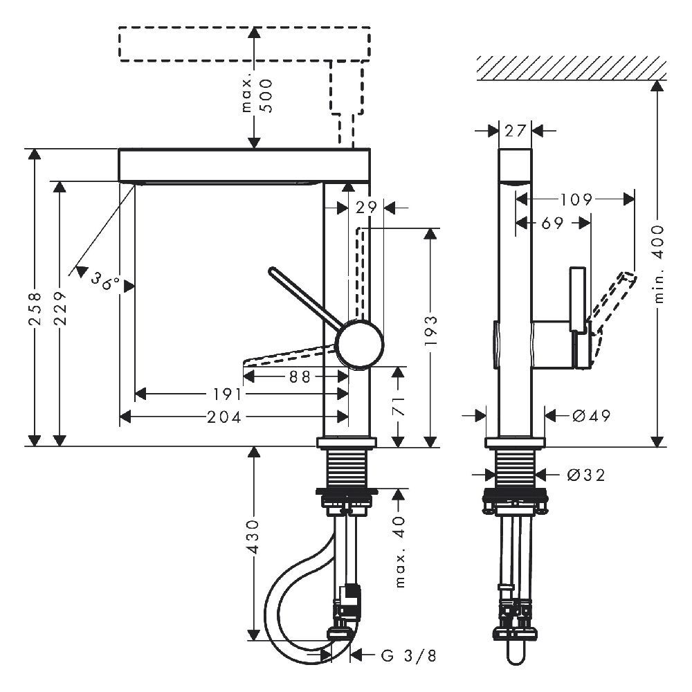 Смеситель для раковины Hansgrohe Finoris 230 76063000, хром