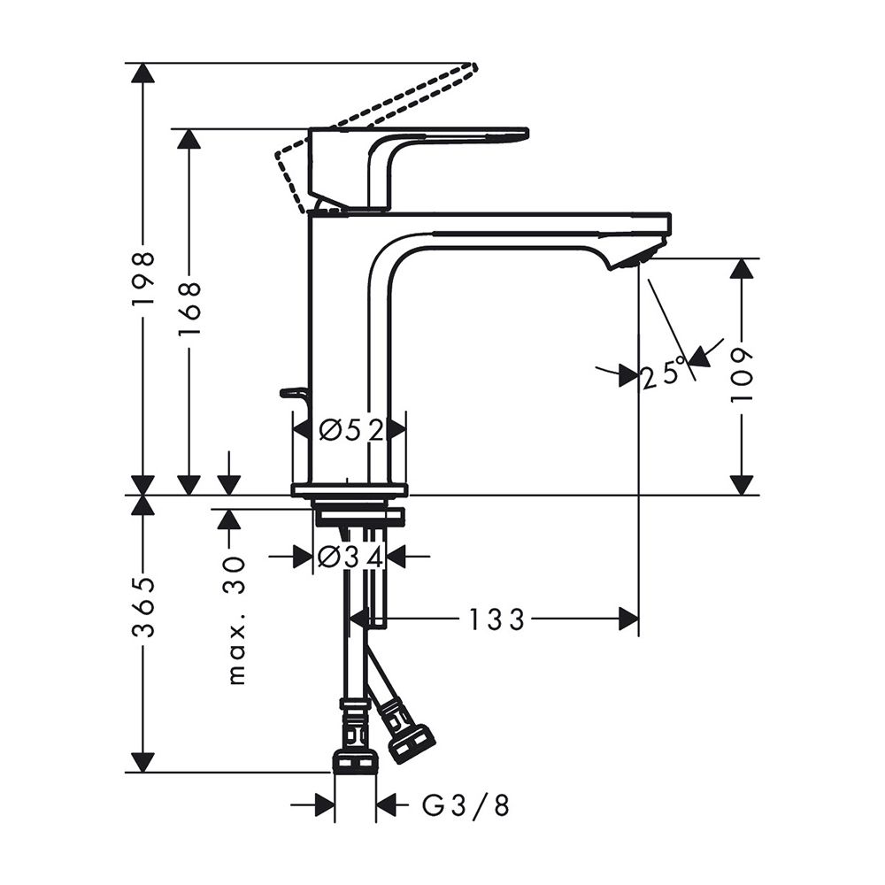 Смеситель для раковины Hansgrohe Rebris S 72517670 (с донным клапаном), черный матовый