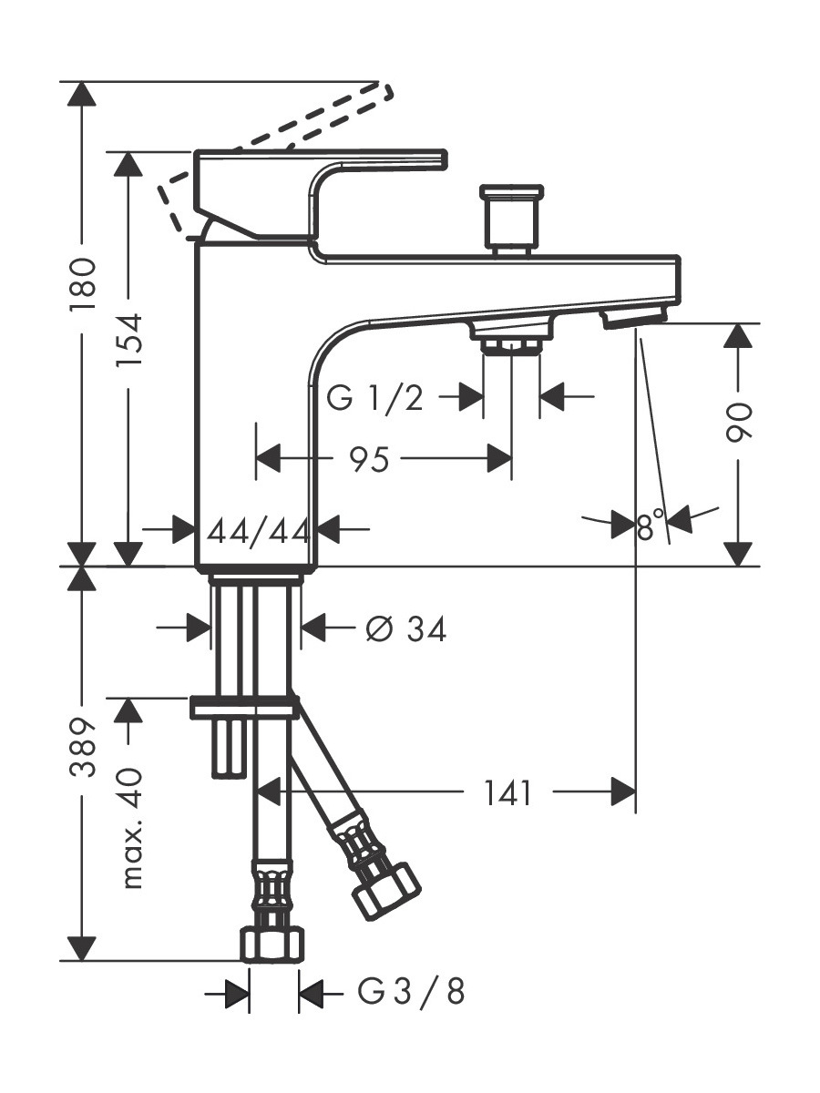 Смеситель на борт ванны Hansgrohe Vernis Shape 71463000, хром