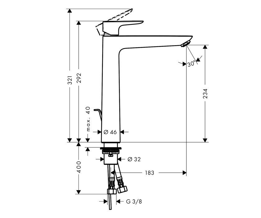 Смеситель для раковины Hansgrohe Talis E 71716990 (с донным клапаном), золото