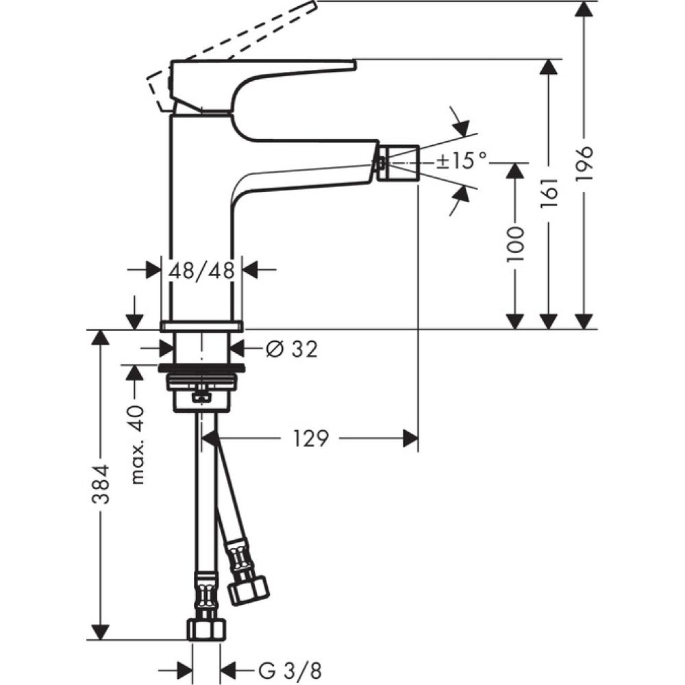 Смеситель для биде Hansgrohe Metropol 32520140 (с донным клапаном), бронза