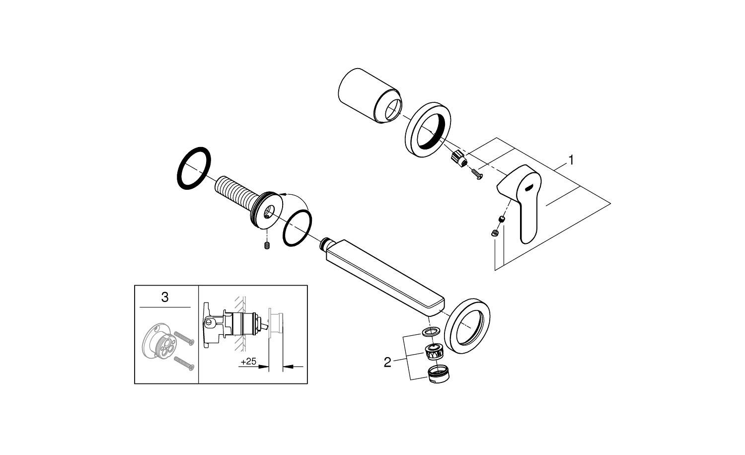 Смеситель для раковины Grohe BauEdge 20474000 (с внутренней частью), хром