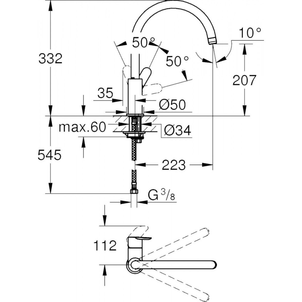 Смеситель для кухни Grohe BauEdge 31367001, хром