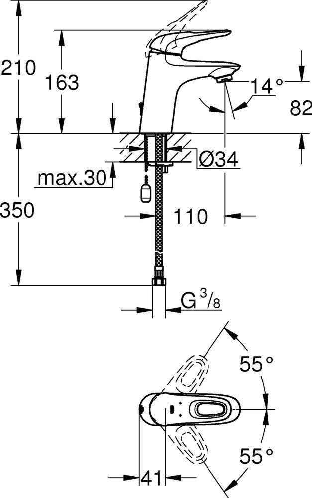 Смеситель для раковины Grohe Eurostyle New 33557003 (без донного клапана)