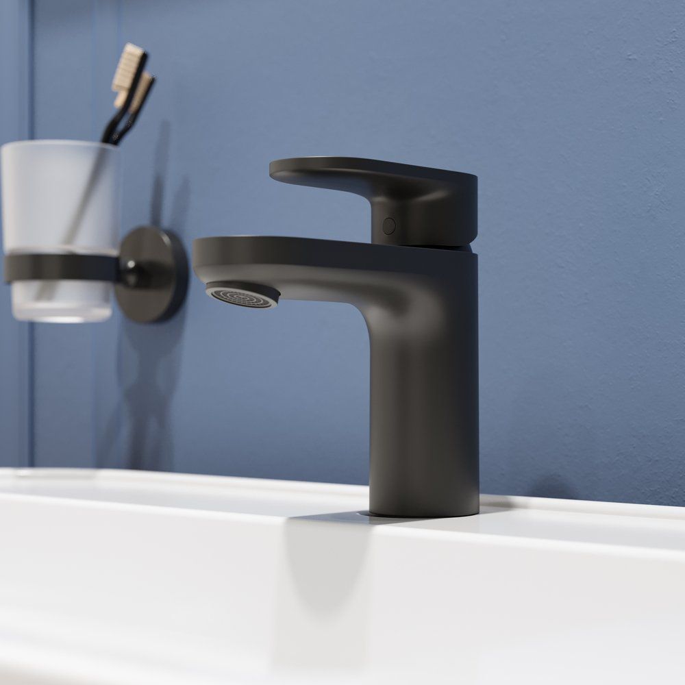 Смеситель для раковины Hansgrohe Vernis Blend 71551670 (с донным клапаном), черный матовый