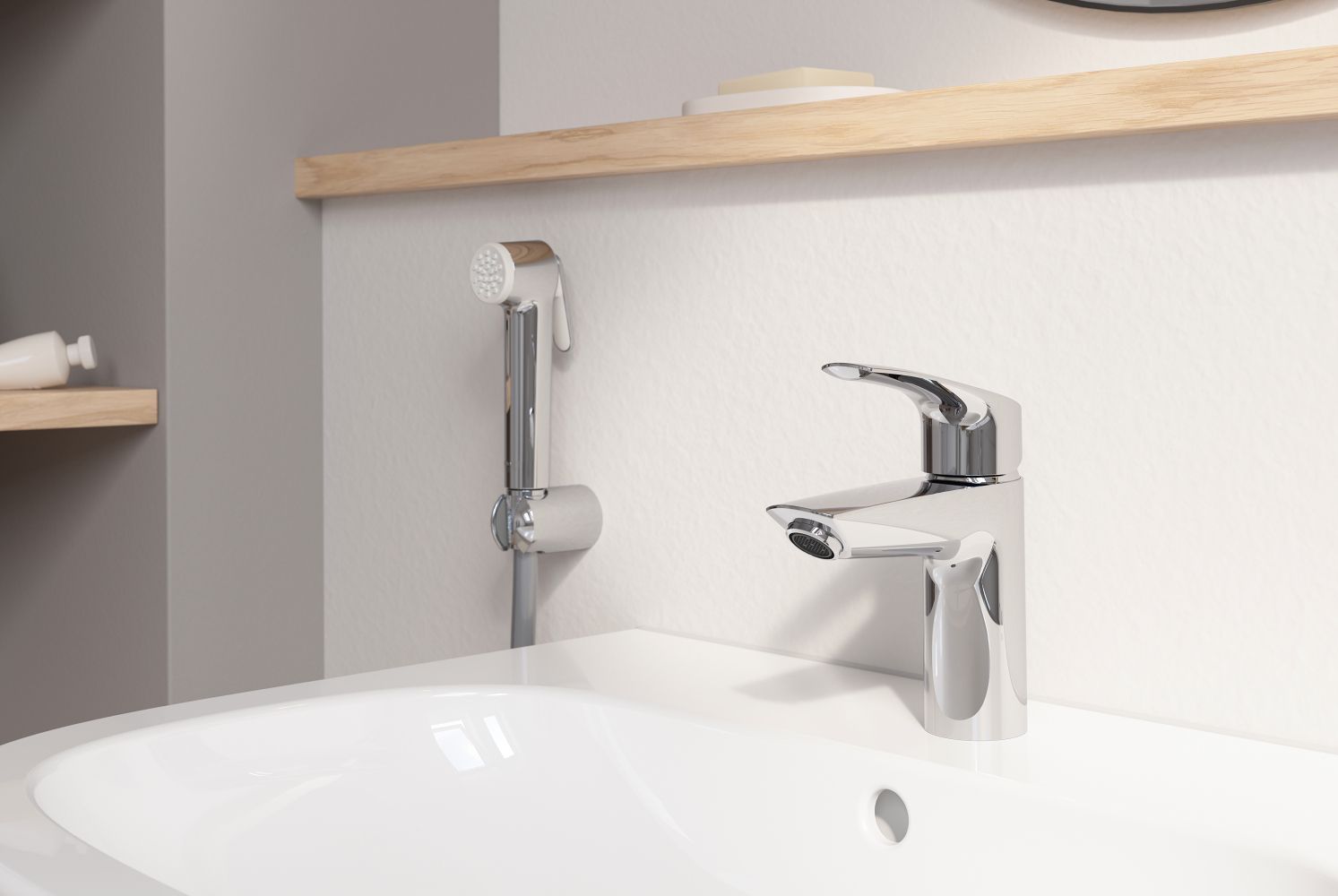Смеситель для раковины Grohe BauEdge 23757001 (с гигиеническим душем), хром