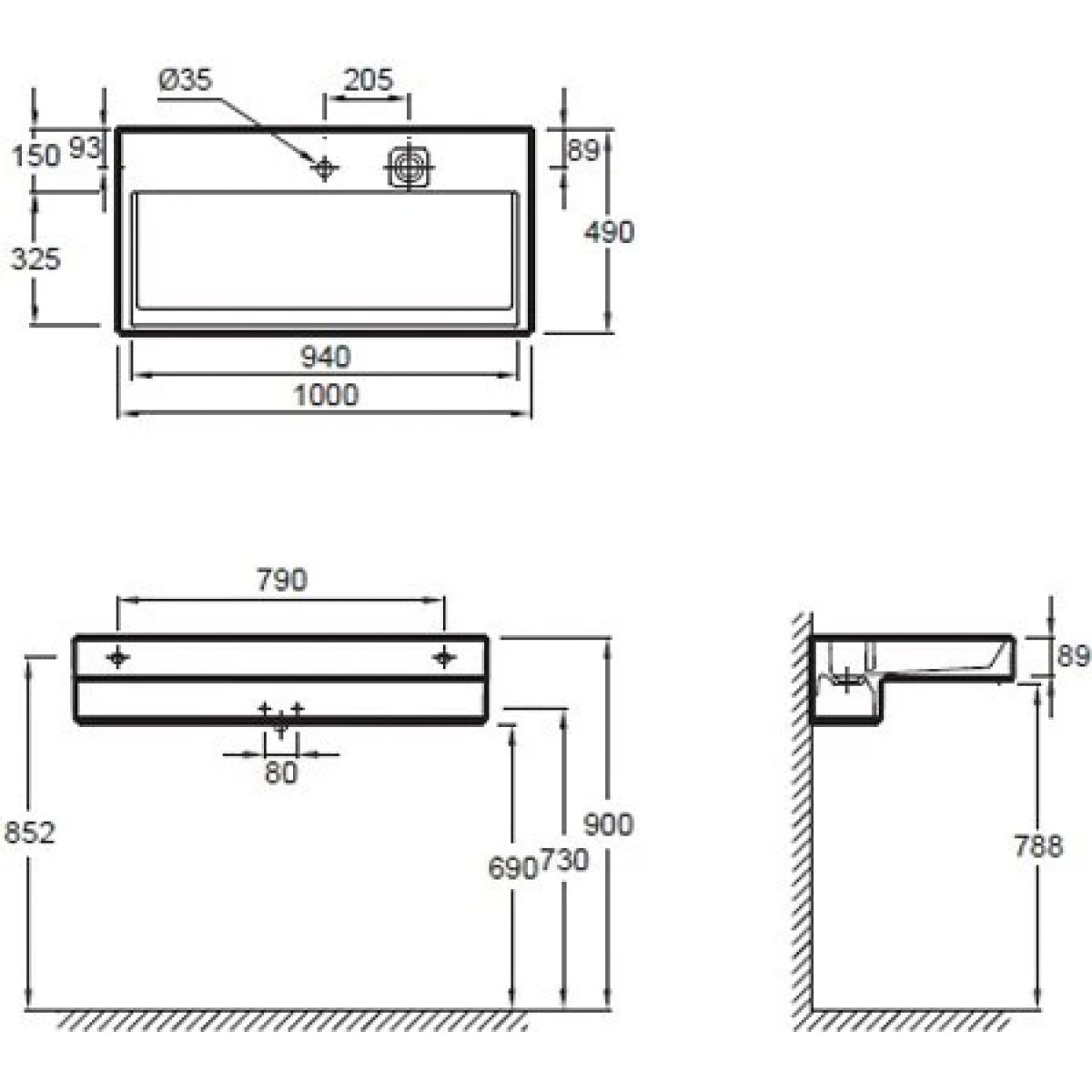 Раковина Jacob Delafon Terrace EXC112-00 100 см, белый