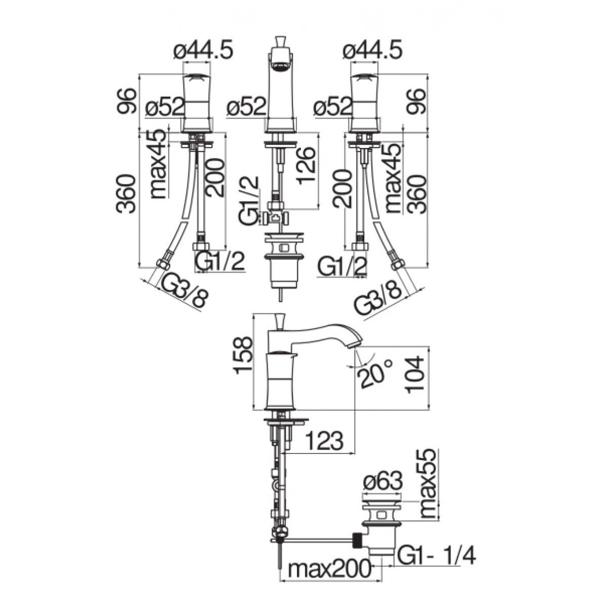 Смеситель для раковины Nobili Sofi SI98211/1BR (с донным клапаном), бронза