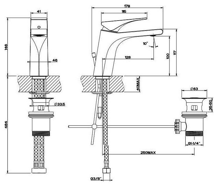 Смеситель для раковины Gessi Via Solferino 49001-031