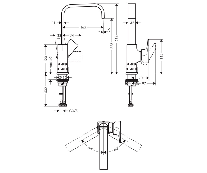 Смеситель для раковины Hansgrohe Metropol 32511700 (с донным клапаном), белый матовый