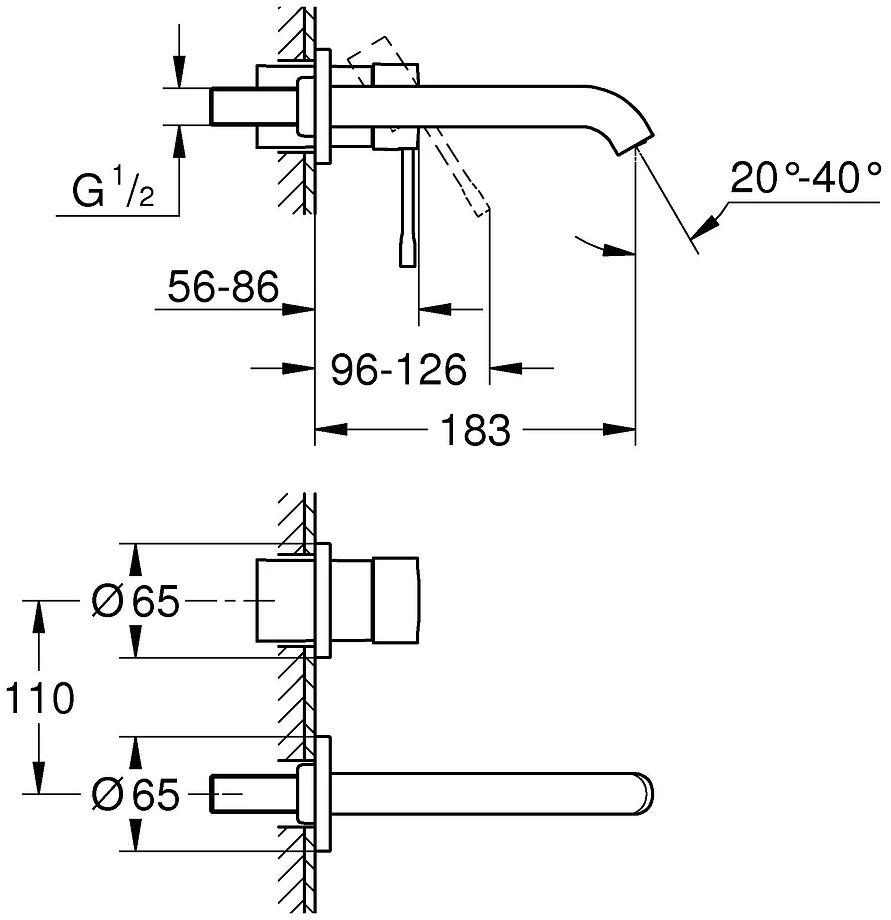 Смеситель для раковины встраиваемый Grohe Essence 19408GN1, холодный рассвет матовый