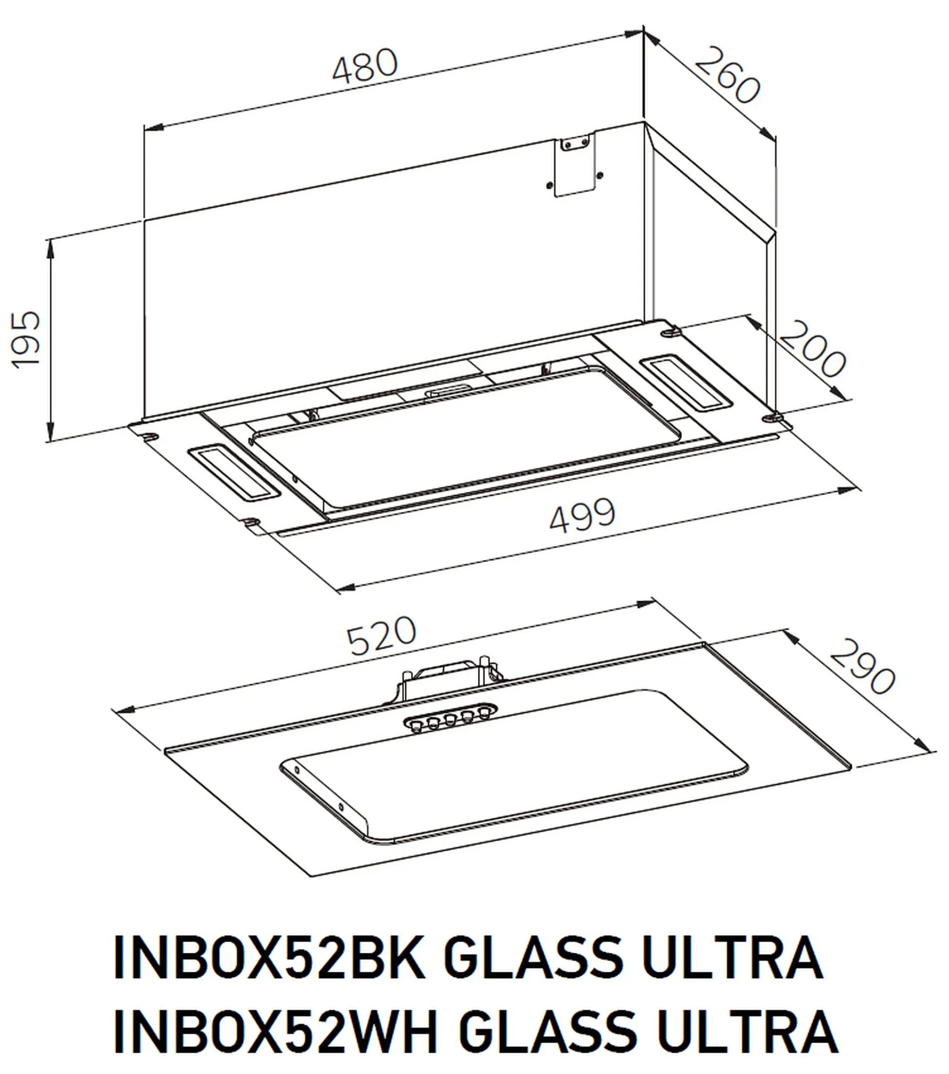 Вытяжка встраиваемая Meferi INBOX52WH GLASS ULTRA, белый