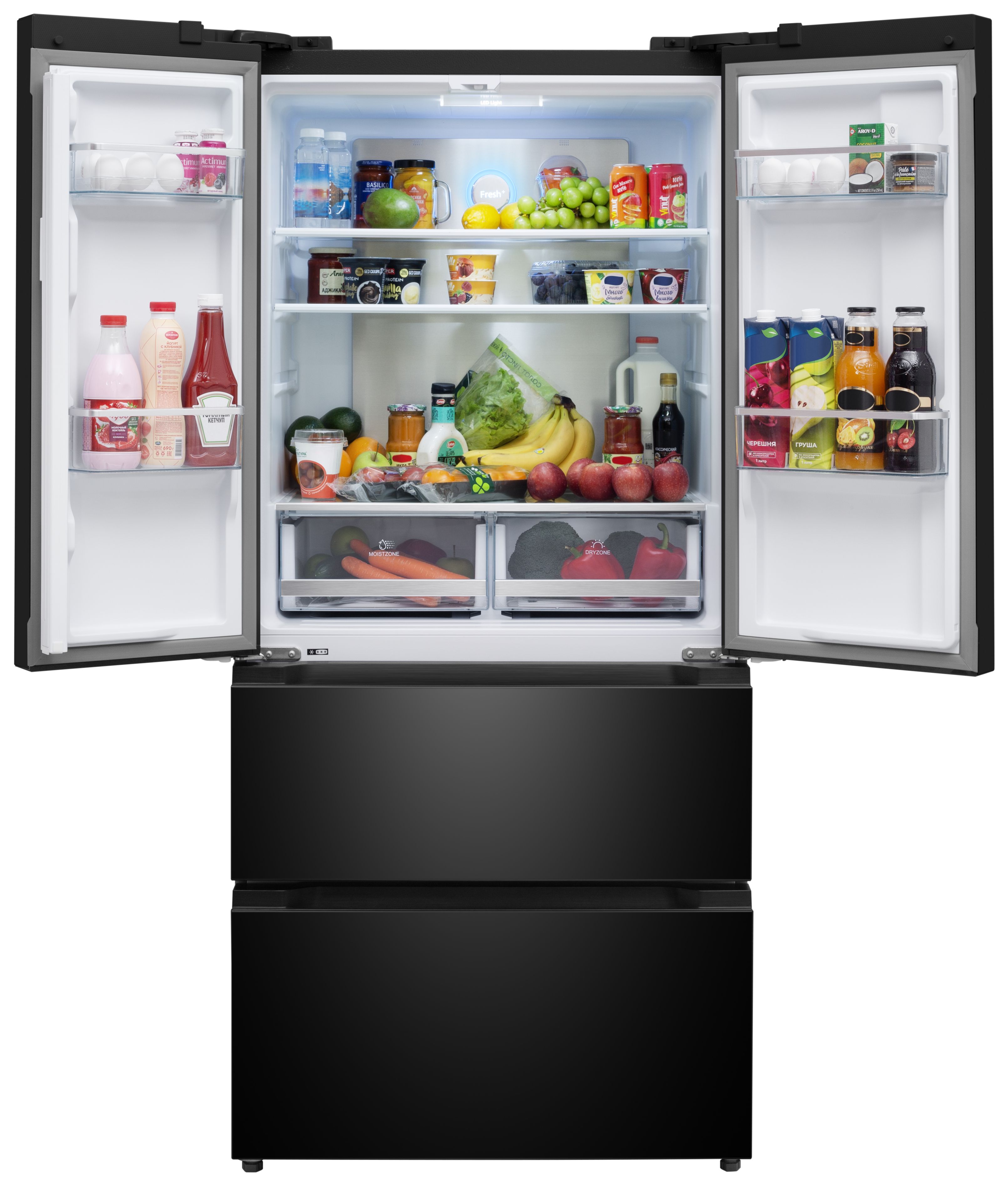 Холодильник Side-by-Side Meferi MFR83BLACK IX TOTAL NO FROST FRENCH DOOR COMFORT, черный