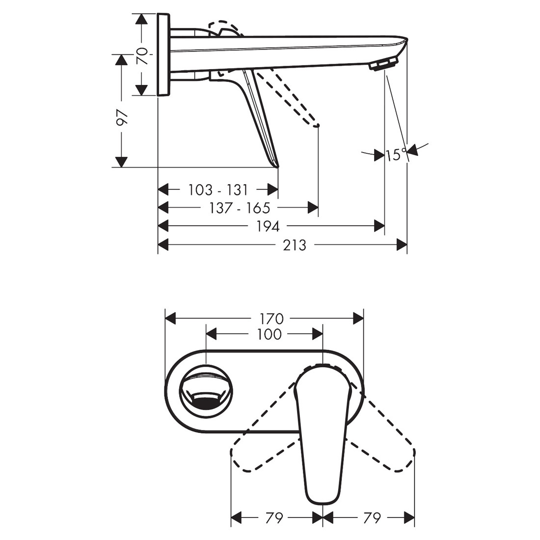Смеситель для раковины Hansgrohe 71127000S Novus (с внутренней частью), хром