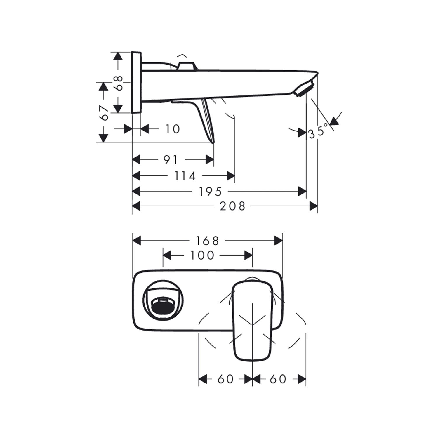 Смеситель для раковины Hansgrohe 71220000S Logis (с внутренней частью), хром