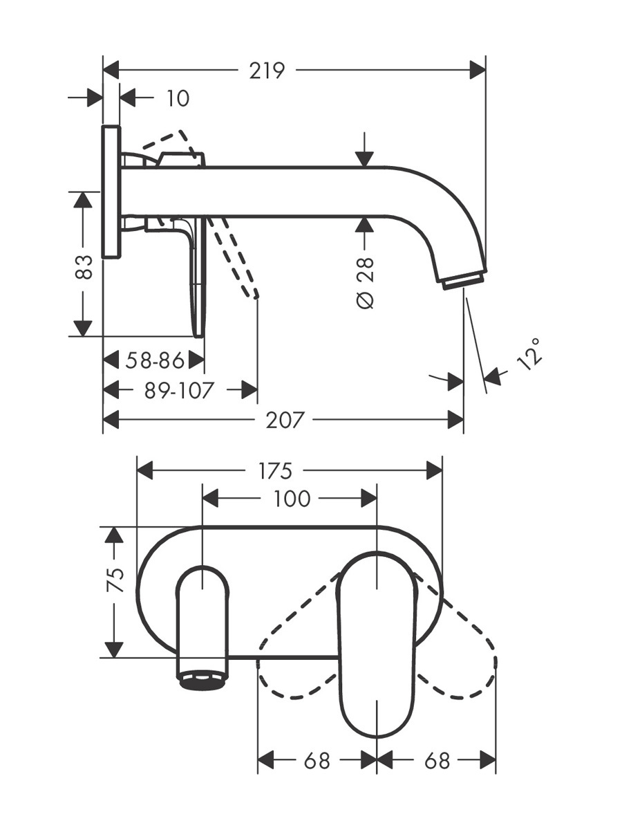 Смеситель для раковины Hansgrohe 71576000S Vernis Blend (с внутренней частью), хром