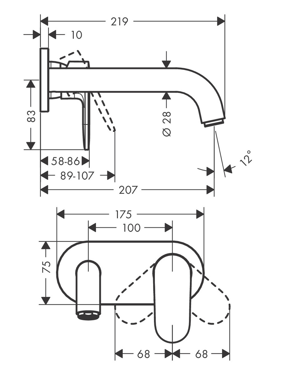 Смеситель для раковины Hansgrohe Vernis Shape 71578000S (с внутренней частью), хром